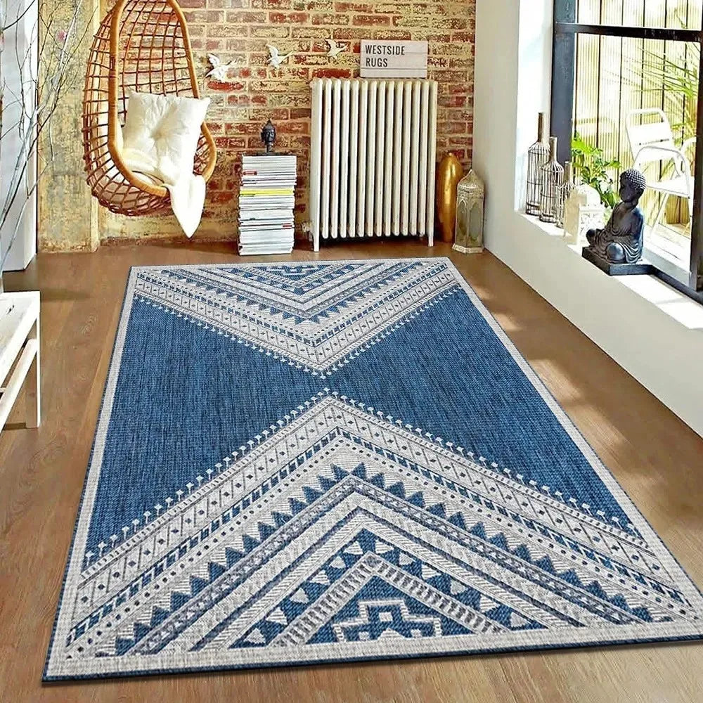 Navak Carpet Brown Geometric Living Room Carpet Nordic Minimalist Art Rug for Hotel Homestay Retro American Style Decor Non Slip Floor Mat