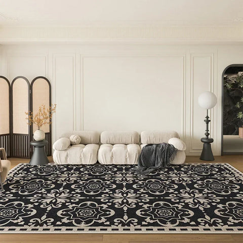 Navak Carpet French Retro Style Carpets for Living Room Large Area Bedroom Decor Plush Carpet Waterproof Bedside Floor Mat Anti-slip Soft Rug