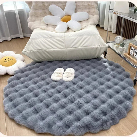 Navak Carpet Nordic Round Carpets for Living Room Plush Floor Mat  Soft Area Rugs  Bedroom Bedside Fluffy Mat Non Slip Shaggy Rug Room Decor