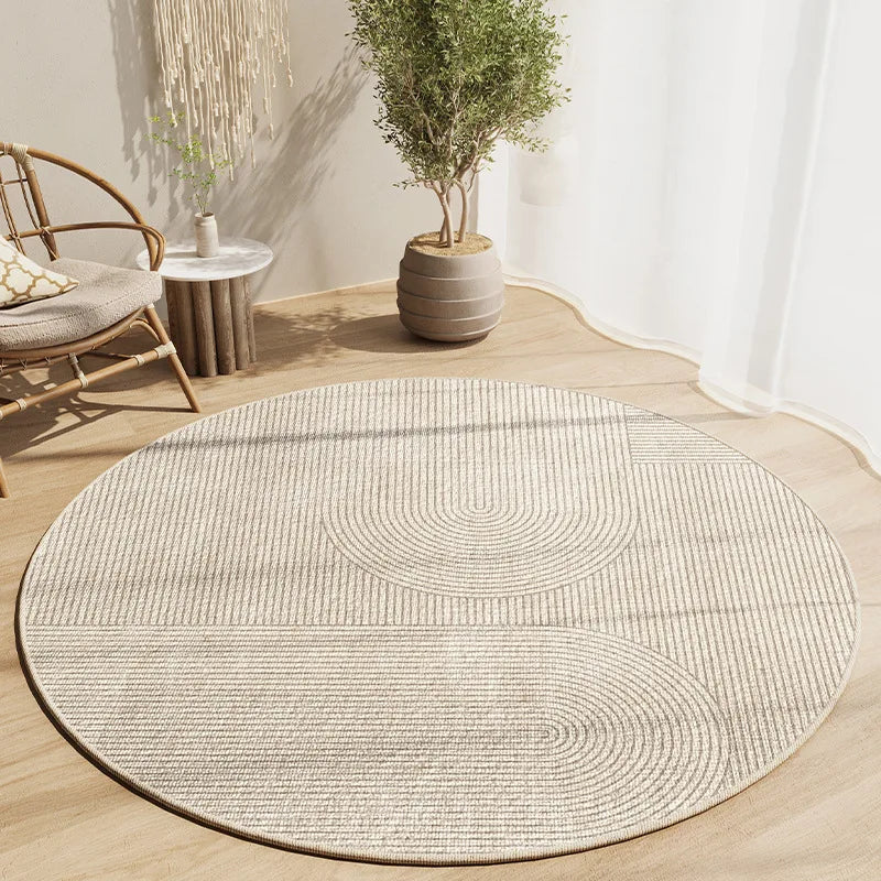 Navak Carpet Soft Imitation Cashmere Round Rug for Bedroom Living Room Study Anti-slip Easy Clean Minimalist Bedside Carpet Mat Floor Decor