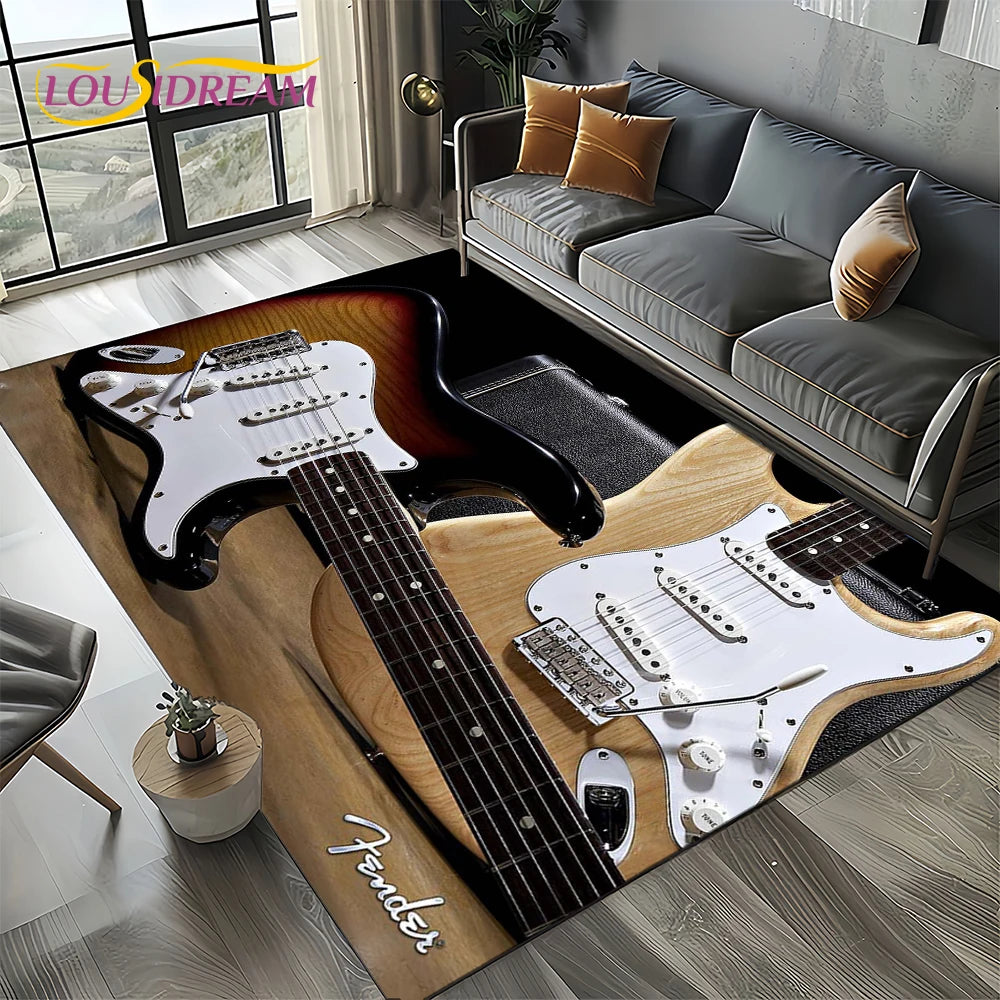 Navak Carpet 27 Style New 3D Fender Retro Guitar Instruments Music Carpet Rug for Living Room Bedroom Home Sofa Decoration,Non-slip Floor Mat