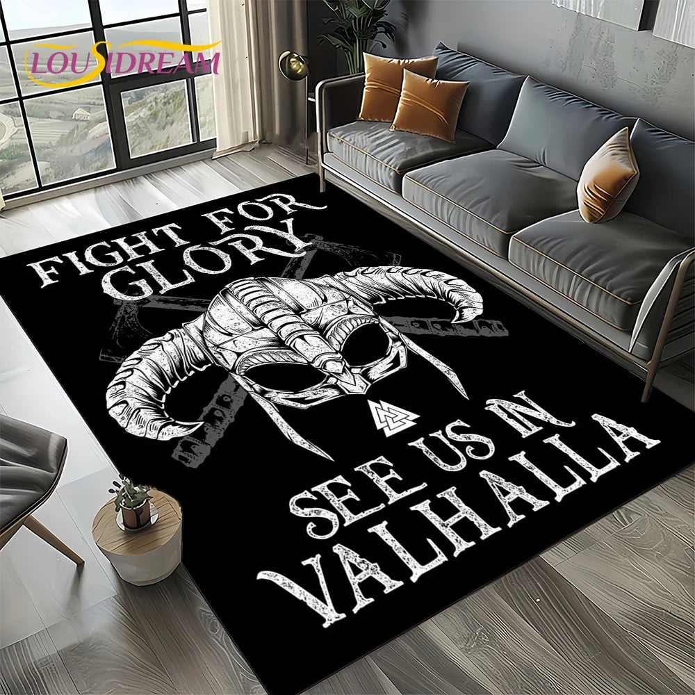 Navak Carpet Odin Viking Symbol Valknut Nordic Valhalla Carpet Rug for Living Room Bedroom Home Sofa Decoration,Area Rug Non-slip Floor Mat