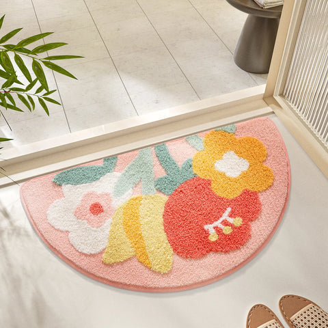 Navak Carpet Exclusive Picks Imitation Cashmere Bathroom Rug Water-Absorbing Door Flower Home Carpet Toilet Door Bathroom Anti-Slip Mat Home Decor