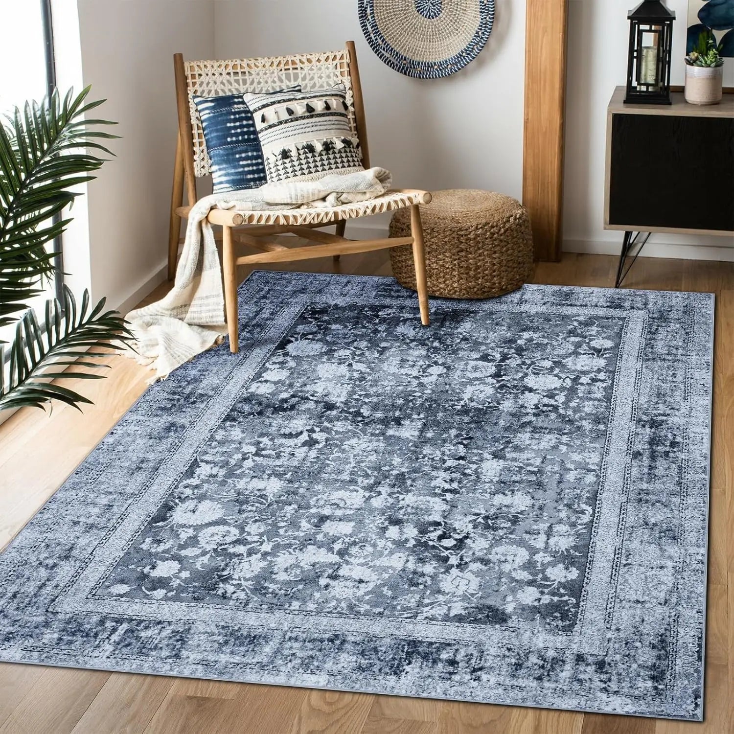 Navak Carpet ,Vintage Boho Rug,Ultra-Soft Low Pile, Washable, Non Slip,Stain Resistant Printed Carpet for Living Room Bedrooms P