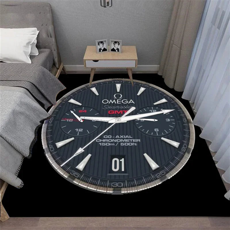 Navak Carpet Multi-functional O-OMEGA Dial Crown Watch Pointer Pattern Living Room Bedroom Sofa Decoration Carpet Floor Mat Rugs