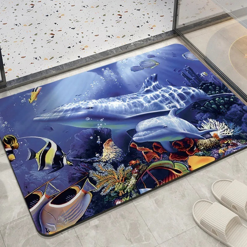 Navak Carpet Home decoration bedroom living room entrance entrance floor mat sea animal dolphin pattern kitchen bathroom absorbent carpet