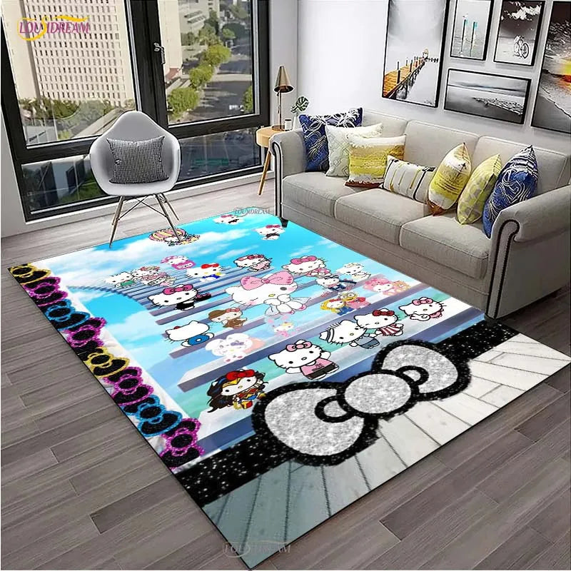 Navak Carpet Hello Kitty kawaii Cartoon Anime Carpet for Living Room Bedroom Rug Kitchen Door Kids Un-slip Floor Mat Alfombra Birthday gift