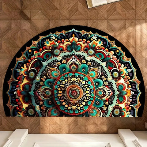 Navak Carpet High Quality Non Slip Half Round Doormat Boho Flower Floral Welcome Rugs Absorbent Washable Entrance Mat Indoor Outdoor