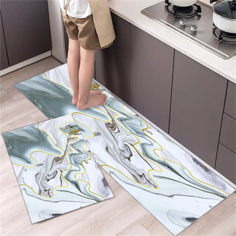 Navak Carpet Marble Pattern Kitchen Floor Mats Non-Slip Doormat for Home Decorative Entrance Rug Modern Simple Style Washable Alfombra Rugs