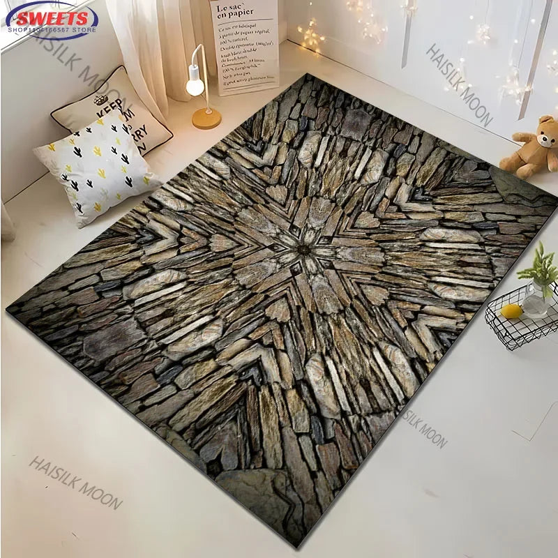 Navak Carpet 3D Stone & Floral Art Area Rug - Large Modern Carpet for Living Room, Bedroom or Office - Non-Slip Play Mat for Kids, Home Decor