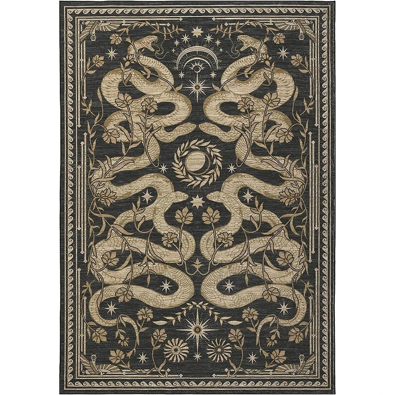 Navak Carpet Green Living Room Carpet Snake Carpets Machine Washable Non-slip Rug Retro Home Decoration Rugs for Bedroom Bedside Floor Mat