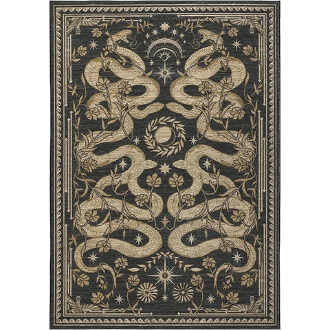Navak Carpet Green Living Room Carpet Snake Carpets Machine Washable Non-slip Rug Retro Home Decoration Rugs for Bedroom Bedside Floor Mat