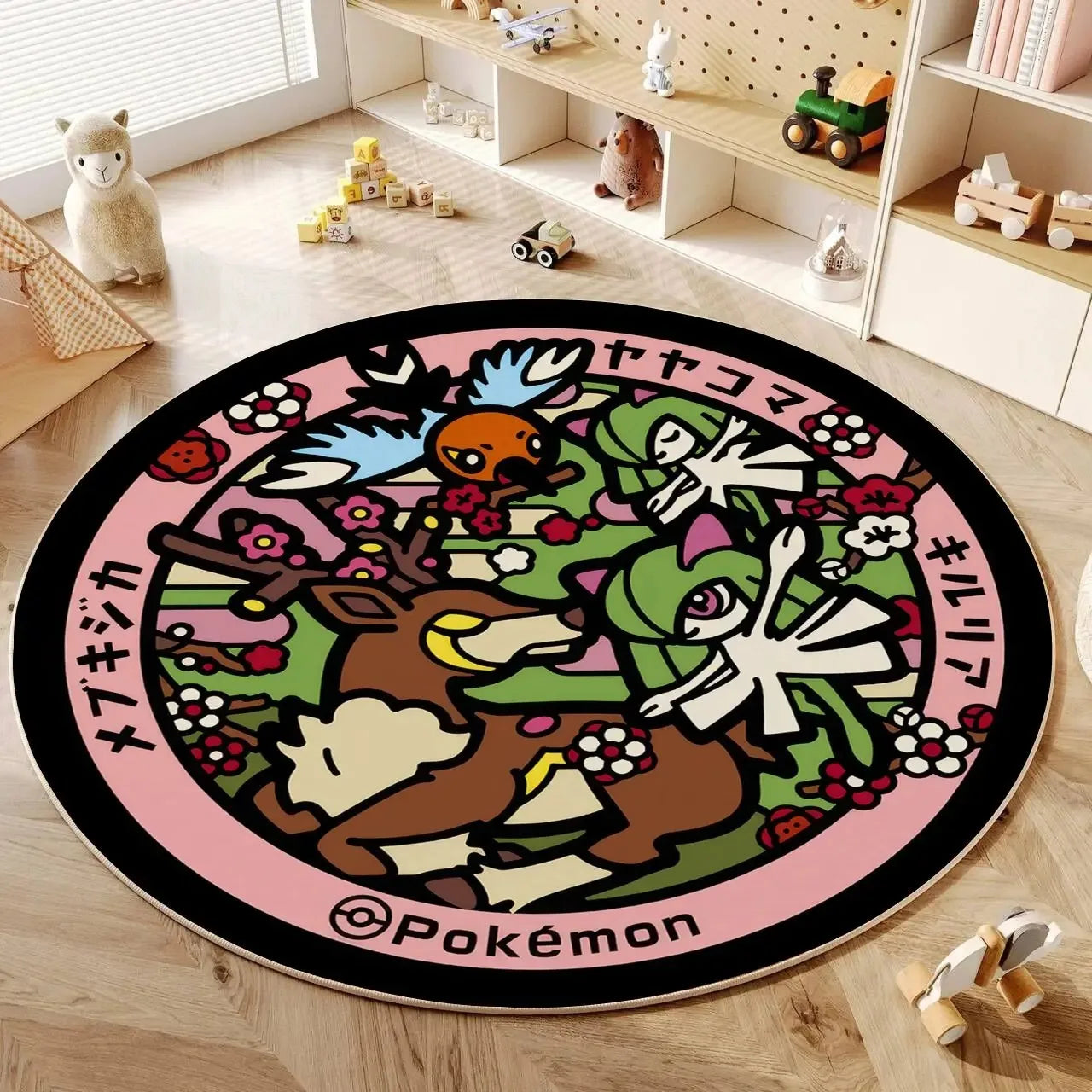Navak Carpet Daily Picks Disney Anime Cartoon Pokemonzd Round Floor Mat Living Room Bedroom Rugs Cute Child Non-Slip Washable Carpet Home Decor