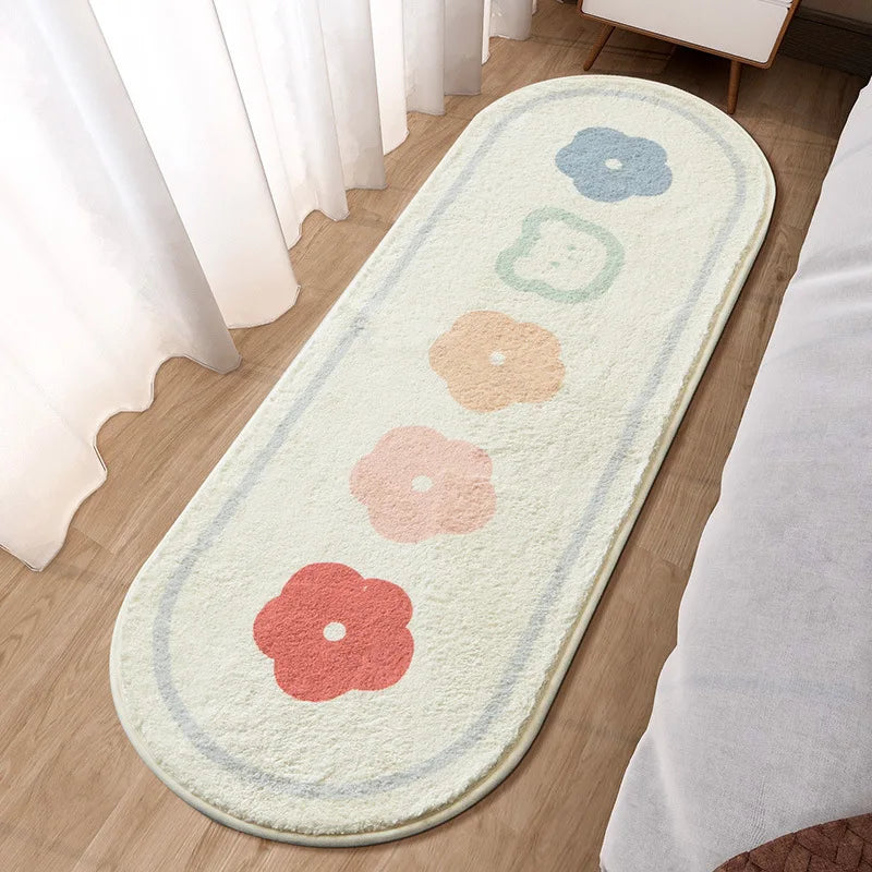 Navak Carpet  Cartoon Faux Lamb Wool Bedroom Bedside Rugs Lovely Rabbit Pink Bed Area Carpet Soft No Icy Feet for Girls Children Bed Room Rug