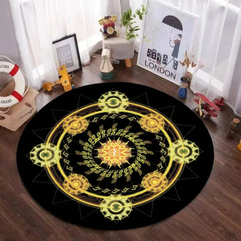 Navak Carpet Mystic Magic Circle Round Theme Interior Non-Slip Rug Bedroom Meditation Zone Ideal Decorative Rug