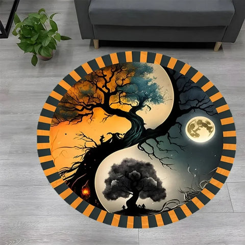 Navak Carpet Tree of Life Round Rug Nature Mandala Rug Ancient Spiritual Decor Carpet Meditation Space Rug Washable and Non Slip Floor Mat