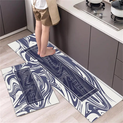 Navak Carpet Marble Pattern Kitchen Floor Mats Non-Slip Doormat for Home Decorative Entrance Rug Modern Simple Style Washable Alfombra Rugs