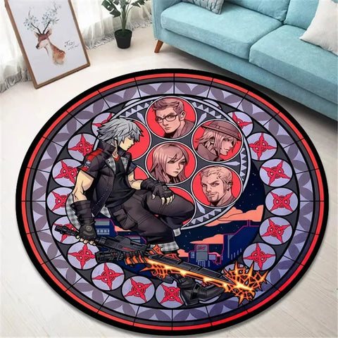 Navak Carpet K-Kingdom Heart Themed Round Carpet for Living Room and Bedroom NonSlip Floor Mat Rug for Gaming Enthusiast Birthday Gift Idea