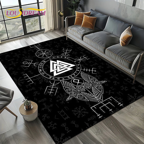 Navak Carpet Odin Viking Symbol Valknut Nordic Valhalla Carpet Rug for Living Room Bedroom Home Sofa Decoration,Area Rug Non-slip Floor Mat