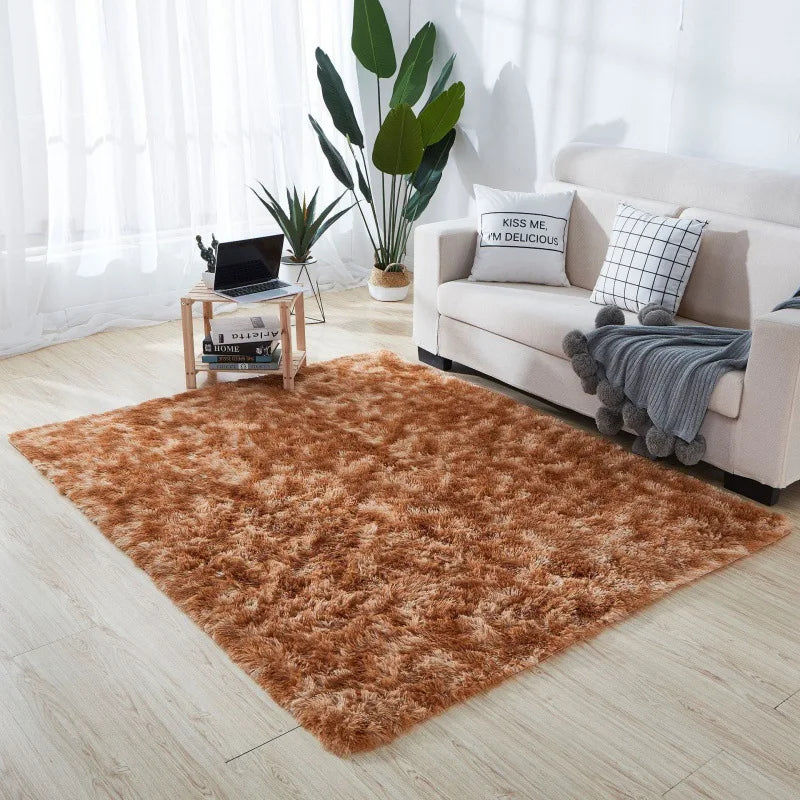 Navak Carpet Soft Long Plush Bedroom Rug Living Room Fluffy Gradient Carpet Mats Tie Dyeing Floor Carpets Bay Window Home Decor Rugs