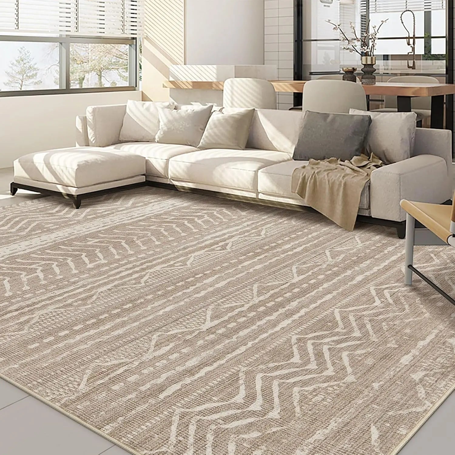 Navak Carpet Bohemian Carpet Moroccan Farmhouse Neutral Wind Anti Pollution Indoor Rug Home Bedroom Dining Table Office Room Decoration Mat