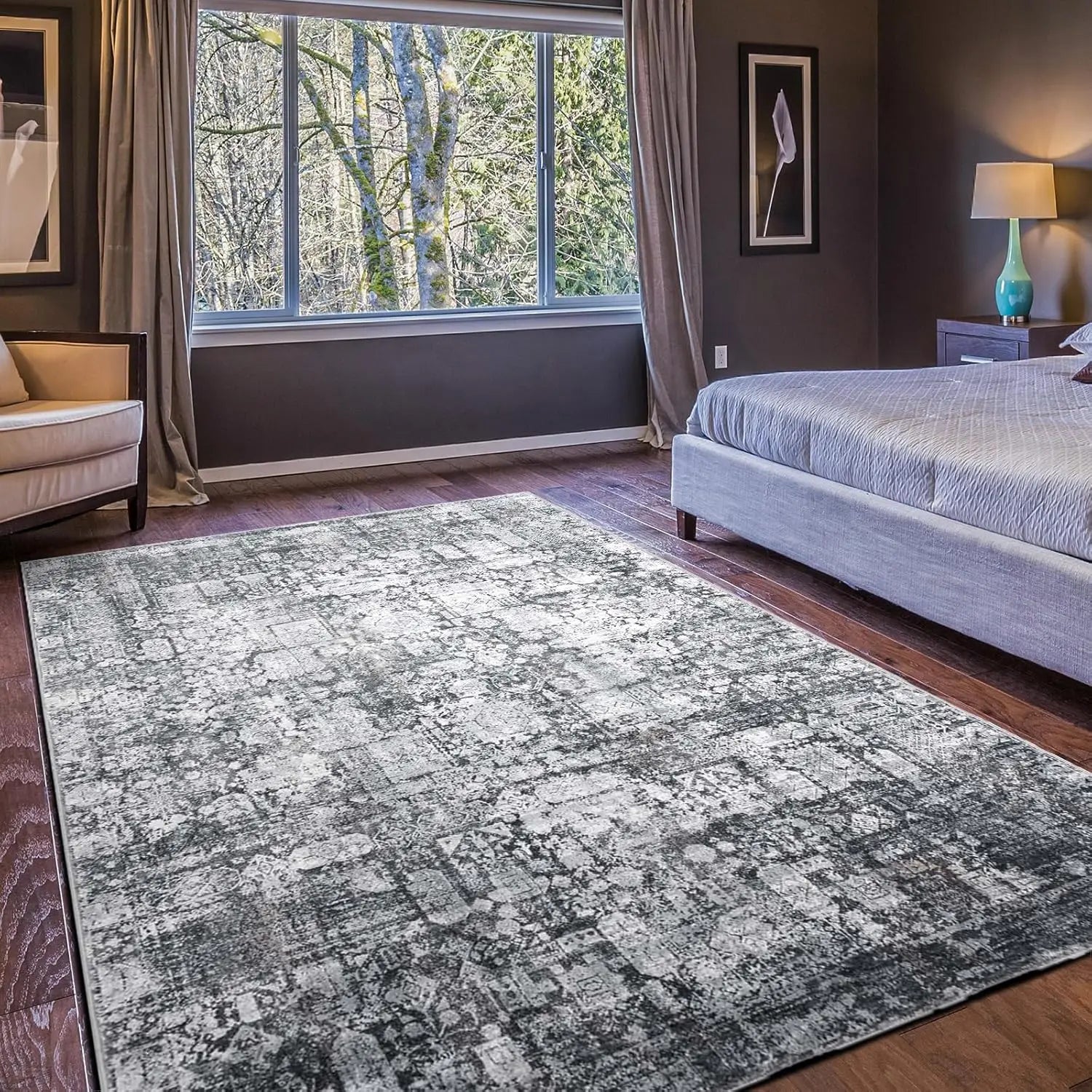 Navak Carpet ,Vintage Boho Rug,Ultra-Soft Low Pile, Washable, Non Slip,Stain Resistant Printed Carpet for Living Room Bedrooms P