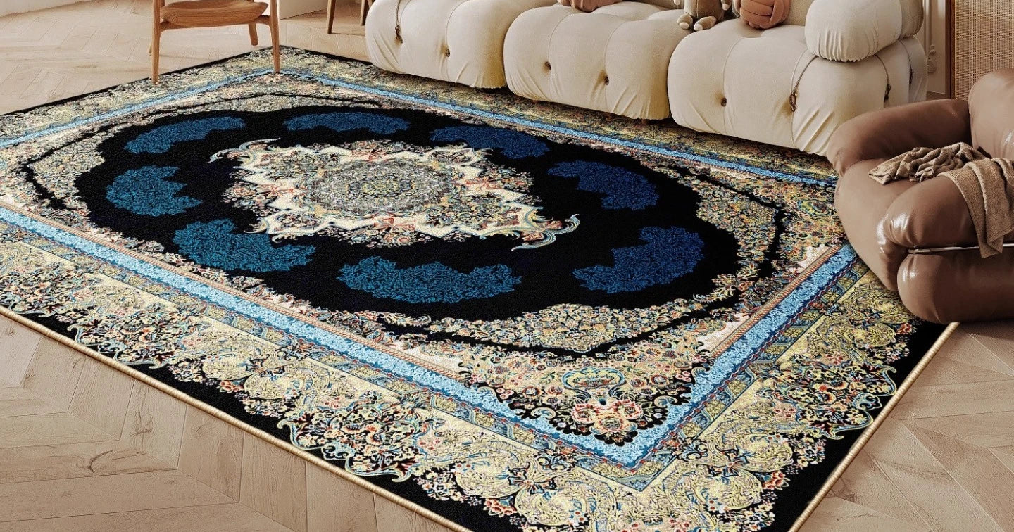 Navak Carpet Ethnic Style Bedroom Decor Retro Carpet Light Luxury Carpets for Living Room Washable Lounge Soft Floor Mat Anti-slip Study Rug