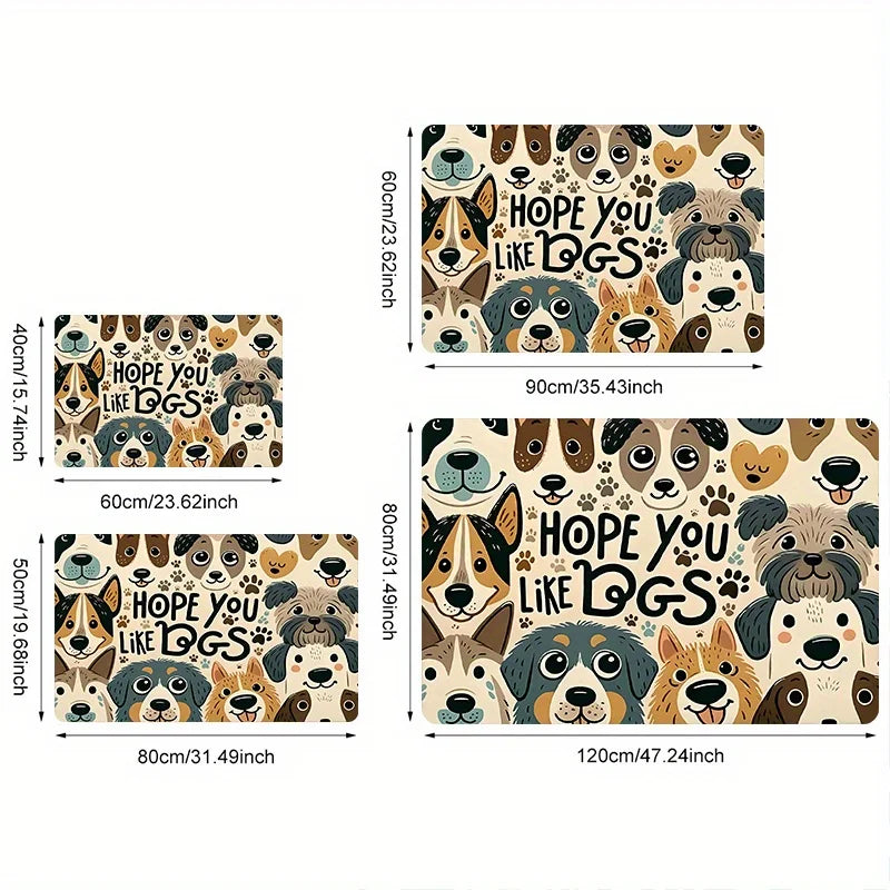 Navak Carpet 1 piece warm and cute dog element doormat - non-slip and soft with playful cartoon dog pattern, suitable for indoor/outdoor use