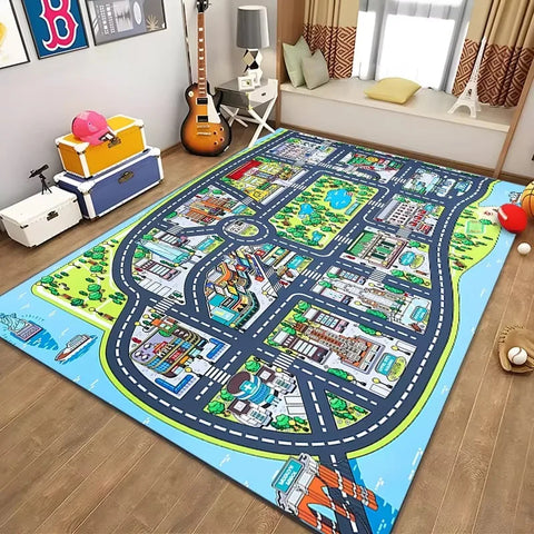 Navak Carpet Children’s Educational City Life Playmat Rug Road Traffic System Carpet for Bedroom Playroom Fun Learning Floor Mat Safe Kids