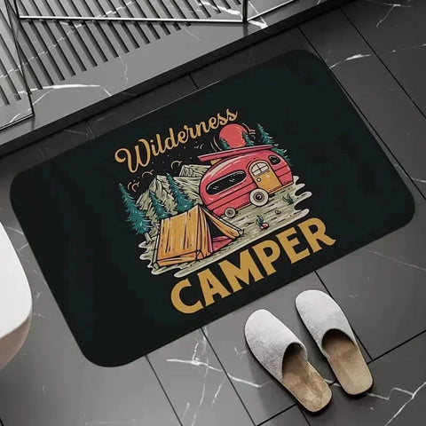 Navak Carpet Happy Campers Rug Non-slip Floor Mat Machine Washable Entrance Carpet for Hallway Bedroom Kitchen and Home Accessories Decor