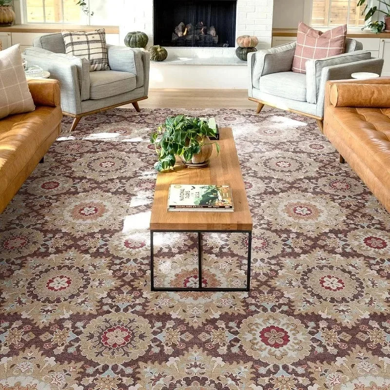 Navak Carpet Retro Floral Print Carpets for Living Room Coffee Table Sofa Decor Bedroom Area Rugs Non-slip Washable Home Cloakroom Floor Mat