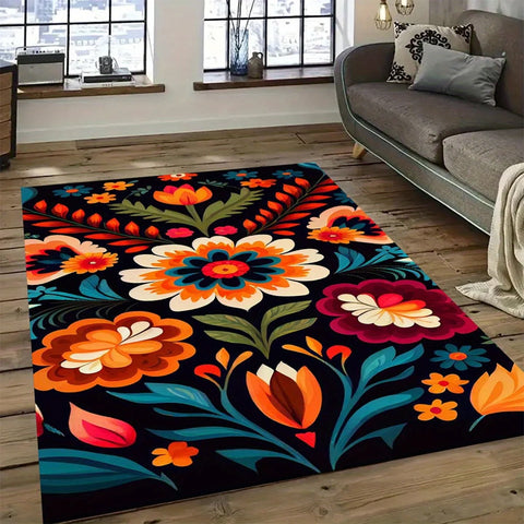 Navak Carpet Chic Floral Non-Slip Rug - Washable, Perfect for Indoor/Outdoor Decor in Living Room, Bedroom, Kitchen, Office, Cafe & Restauran