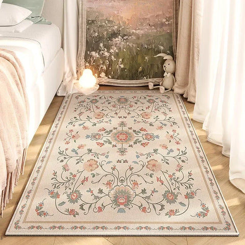 Navak Carpet American Retro Bedroom Bedside Carpet Fashion Flower No-clean Wipe Coffee Table Mat Soft Living Room Sofa Cloakroom Rug Ковер 러그