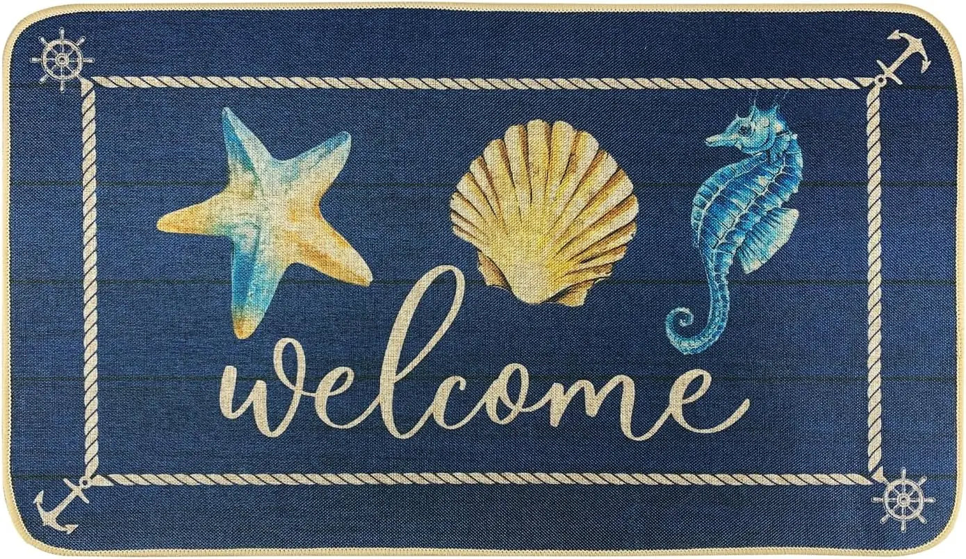 Navak Carpet SHIYUE Boat Floor Door Mat Welcome Aboard Mats Outdoor Nautical Coastal Rug,Home Boats Entrance Rope Front Indoor Outside Entryw