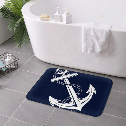 Navak Carpet Anchor Nautical White & Navy Anti-slip Doormat Floor Mat Cushion Carpet Rug for Kitchen Entrance Home Bathroom Living room Mats
