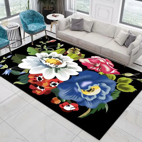 Navak Carpet Home Decor Entrance Door Mat Flower Rose Peony Pastoral 3D Printed Carpet Living Room Rugs Furry Mat Carpet Bedroom Decoration