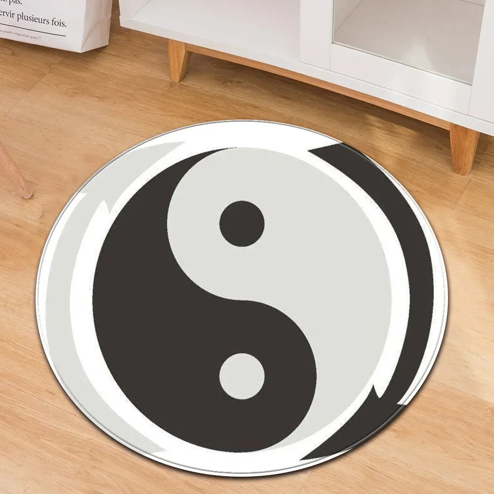 Navak Carpet Yin Yang Tai Chi Round Carpet Flower of Life Gym Carpets Circle Rug Indian Buddha Yoga Meditation Mats Non-slip Chair Mat Decor