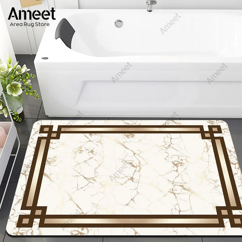 Navak Carpet Super Absorbent Floor Bath Mat Bathroom Shower Anti-slip Carpet Quick Dry Rubber Door Mat Nordic Luxury Marble Rug Home Decor