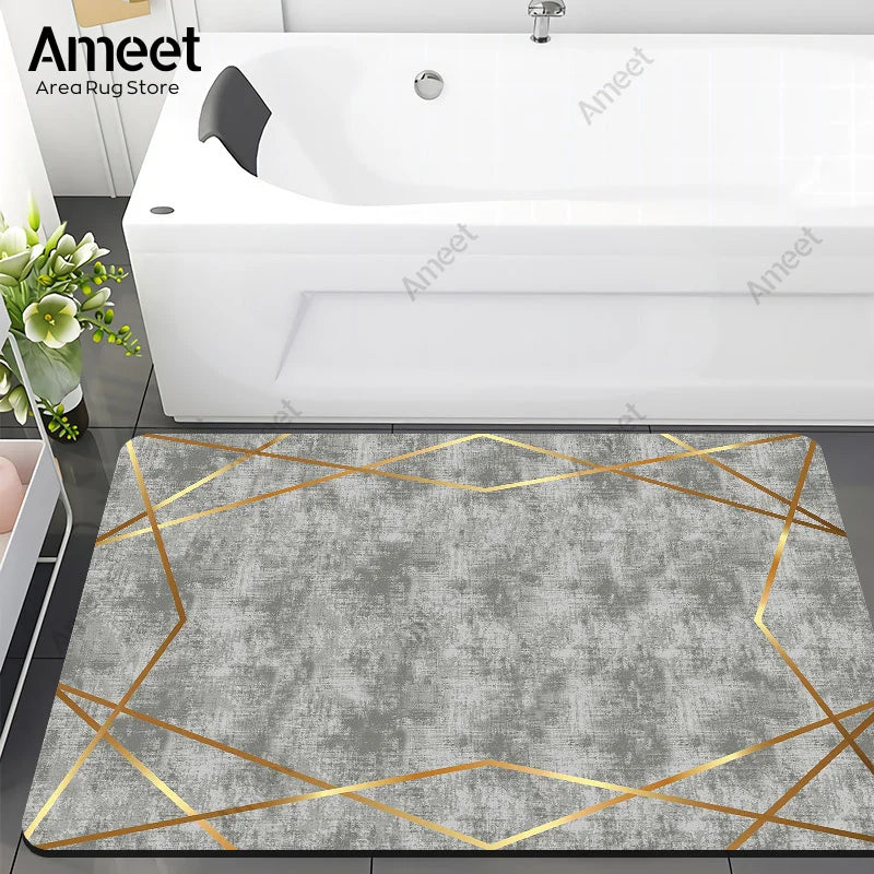 Navak Carpet Super Absorbent Floor Bath Mat Bathroom Shower Anti-slip Carpet Quick Dry Rubber Door Mat Nordic Luxury Marble Rug Home Decor