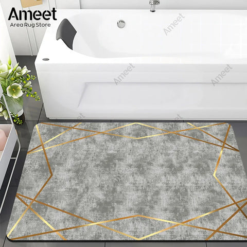 Navak Carpet Super Absorbent Floor Bath Mat Bathroom Shower Anti-slip Carpet Quick Dry Rubber Door Mat Nordic Luxury Marble Rug Home Decor