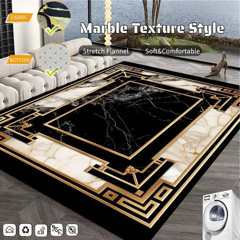 Navak Carpet European Style Large Carpet for Living Room Gold Luxury Decoration Bedroom Area Rug Washable Marble Non-slip Alfombra Tatami Mat