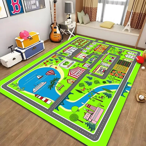 Navak Carpet Children’s Educational City Life Playmat Rug Road Traffic System Carpet for Bedroom Playroom Fun Learning Floor Mat Safe Kids