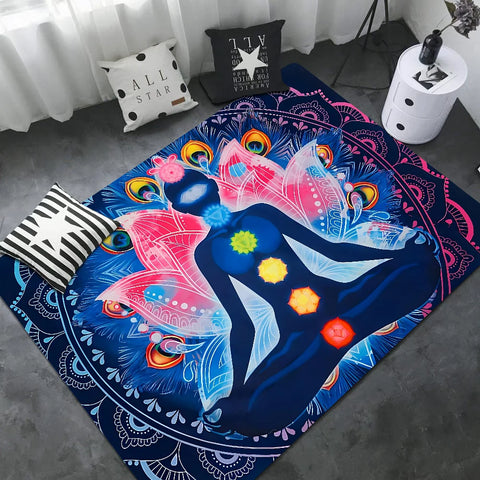 Navak Carpet Rainbow 7 Chakra Mandala Bohemia Yoga Door Mat Washable Non-Slip Living Room Sofa Chairs Area Mat Kitchen Welcome Doormat