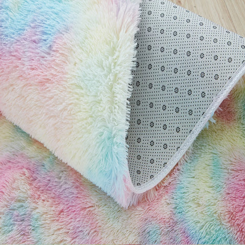 Navak Carpet Hairy Rainbow Rugs for Children Bedroom Soft Furry Carpets Living Room Kids Baby Room Nursery Playroom Cute Room Decor Area Rug