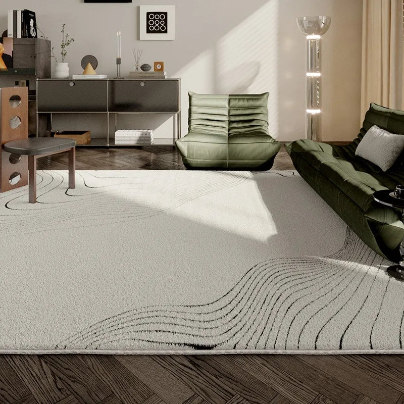 Navak Carpet French Simple Living Room Carpet Modern Light Luxury Plush Anti-slip Coffee Table Rug Home Decor Lines Bedroom Soft Floor Mat 러그