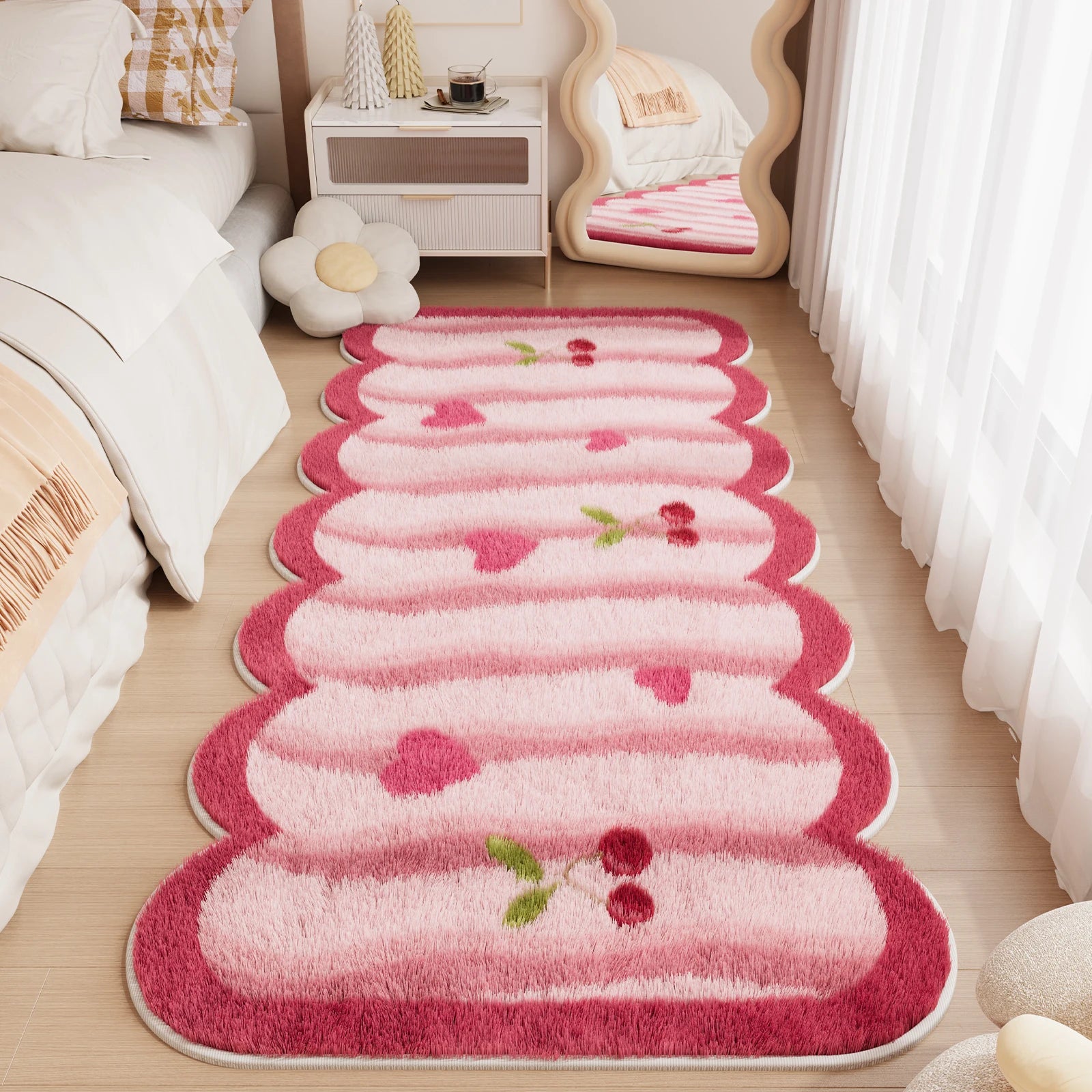 Navak Carpet Checkerboard Carpets for Living Room Cute Bedroom Decor Carpet Fluffy Soft Irregular Bedside Plush Rug Home Thickened Floor Mat