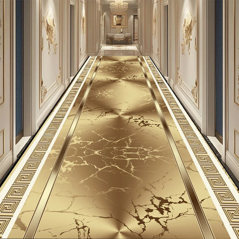 Navak Carpet European Black Luxury Hallway Carpet Long Hall Stairway Corridor Decorations Runner Rug Non-slip Washable Floor Mat Customizable