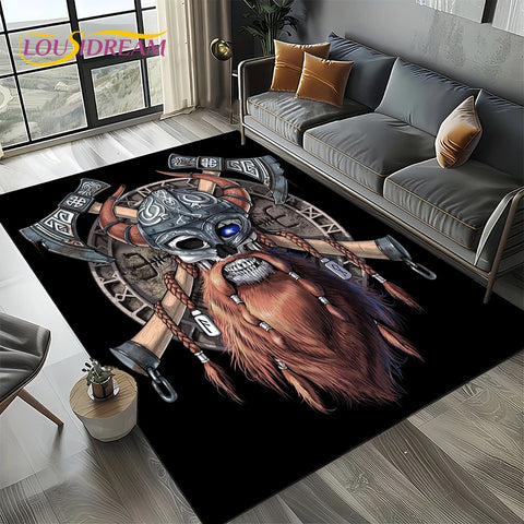 Navak Carpet Odin Viking Symbol Valknut Nordic Valhalla Carpet Rug for Living Room Bedroom Home Sofa Decoration,Area Rug Non-slip Floor Mat