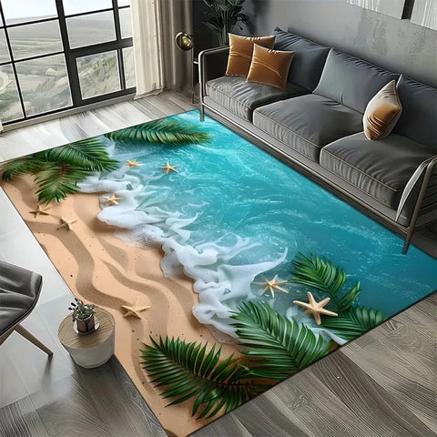 Navak Carpet 3D Beach Shells Rug for Kids' Play Area and Bedroom Non-Slip Decor