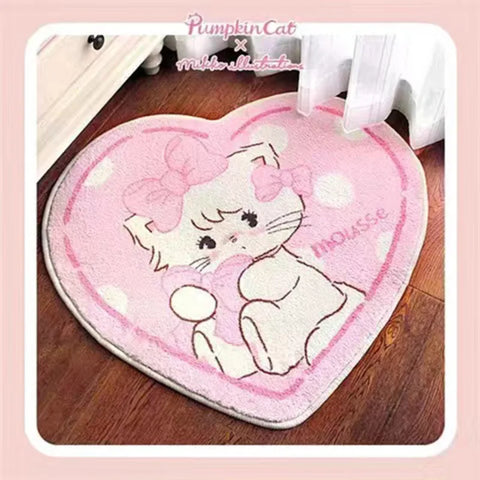 Navak Carpet Cartoon Cute Bear Carpet Animal Heart Shape Carpet Non Slip Machine Washable Bedside Plush Rug Home Decor Room Girl Children Mat